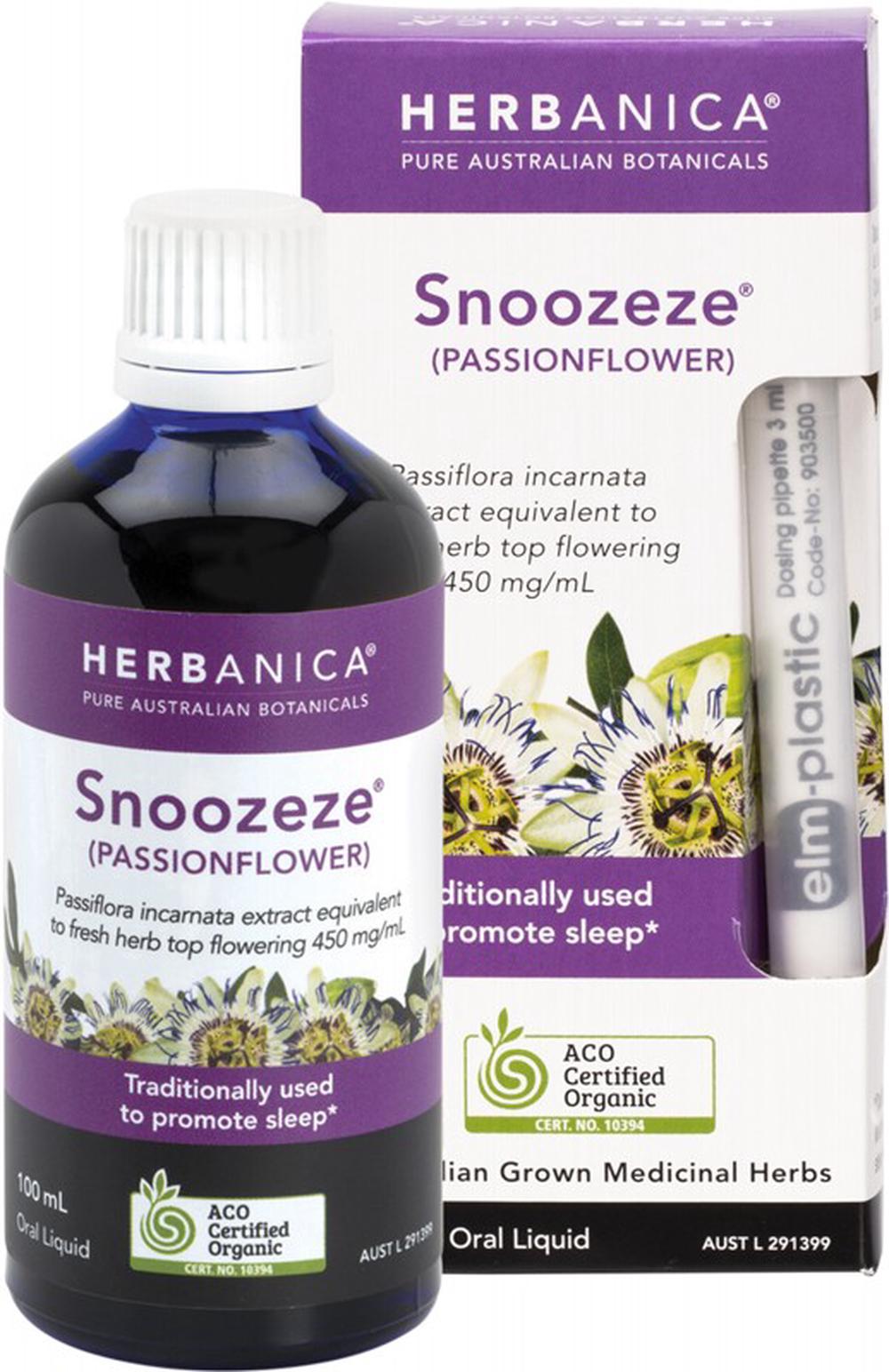 Herbanica Herbal Tincture Snoozeze Oral Liquid (Passionflower) - 100mL, 9327842008348