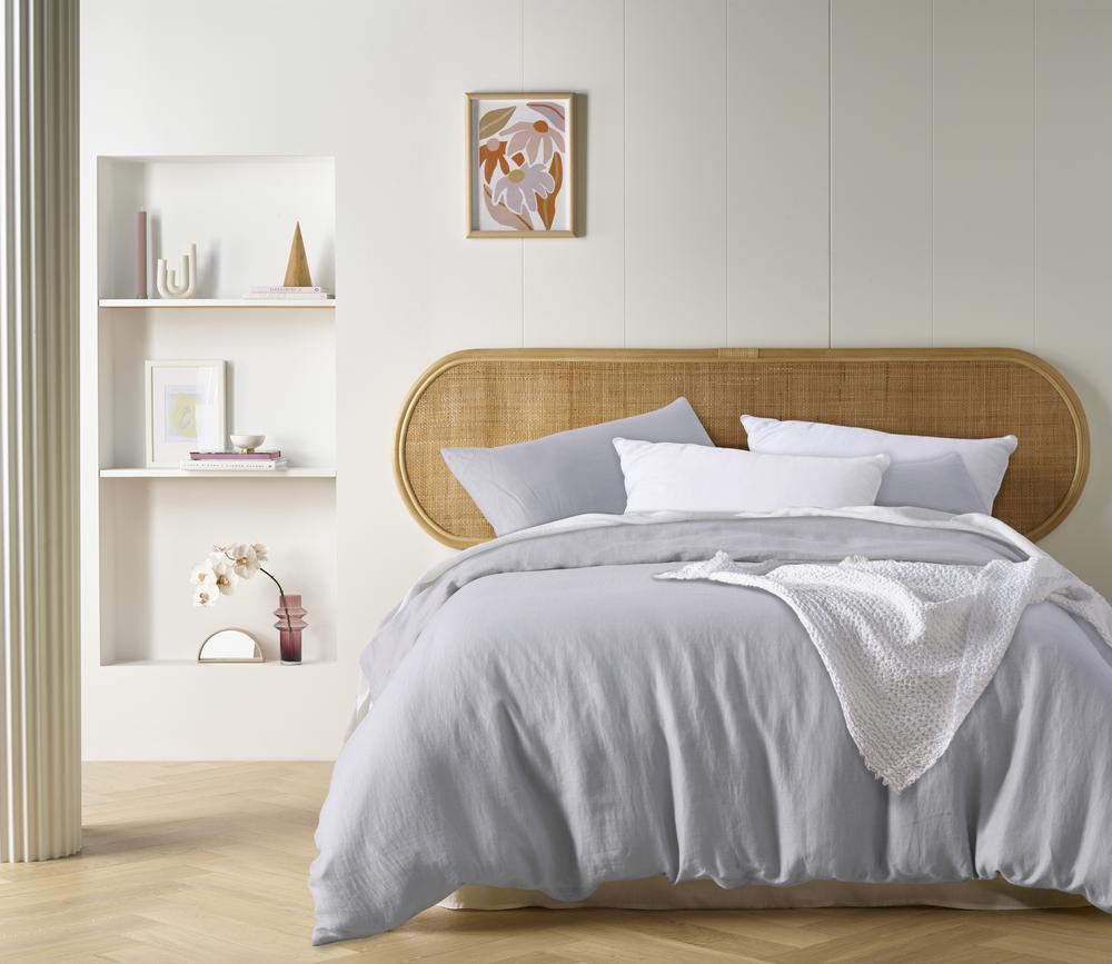 Vintage Design Homeware French Linen Quilt Cover Set (Dove Grey