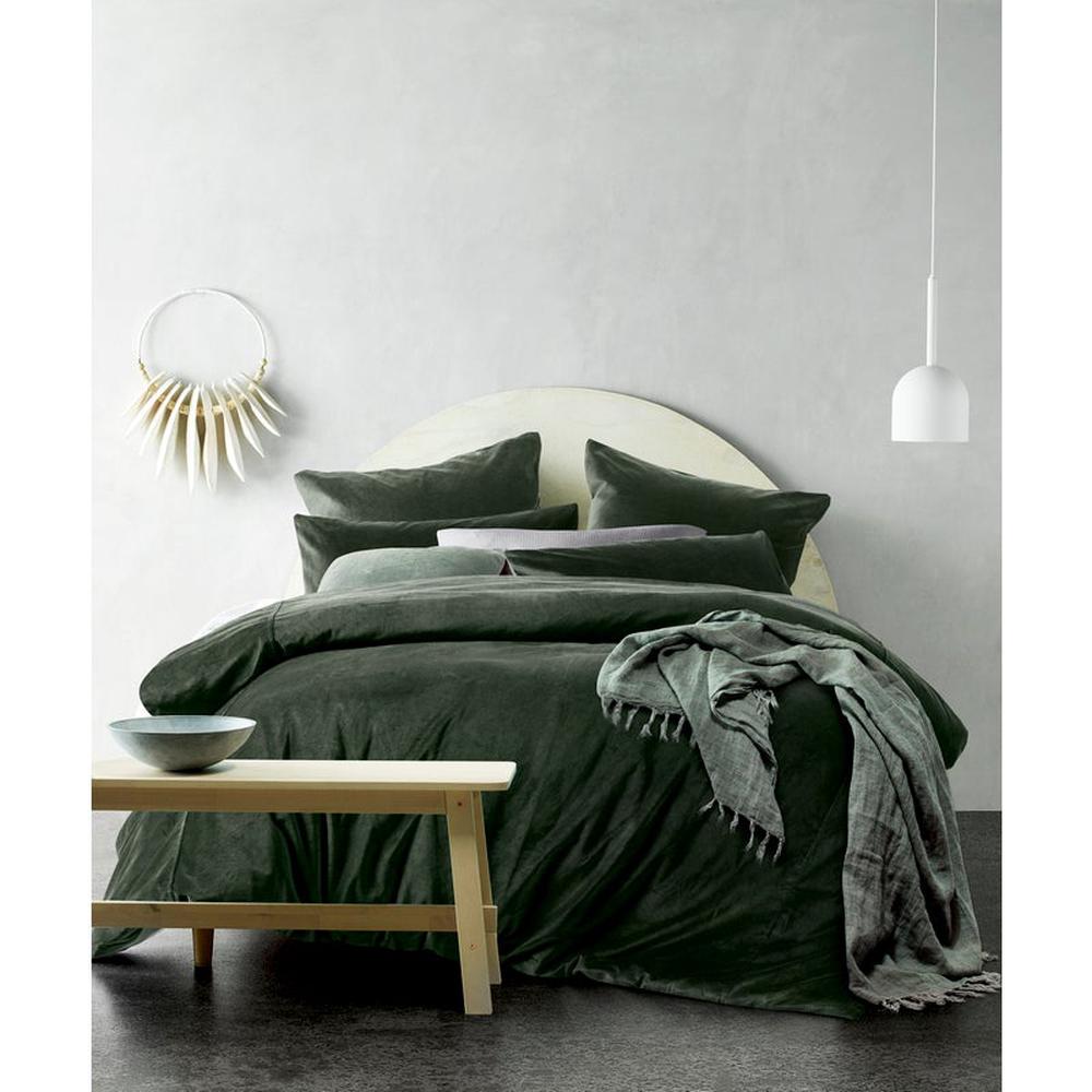 Forest Cotton Velvet Quilt Cover Set (Green), 9330275081086