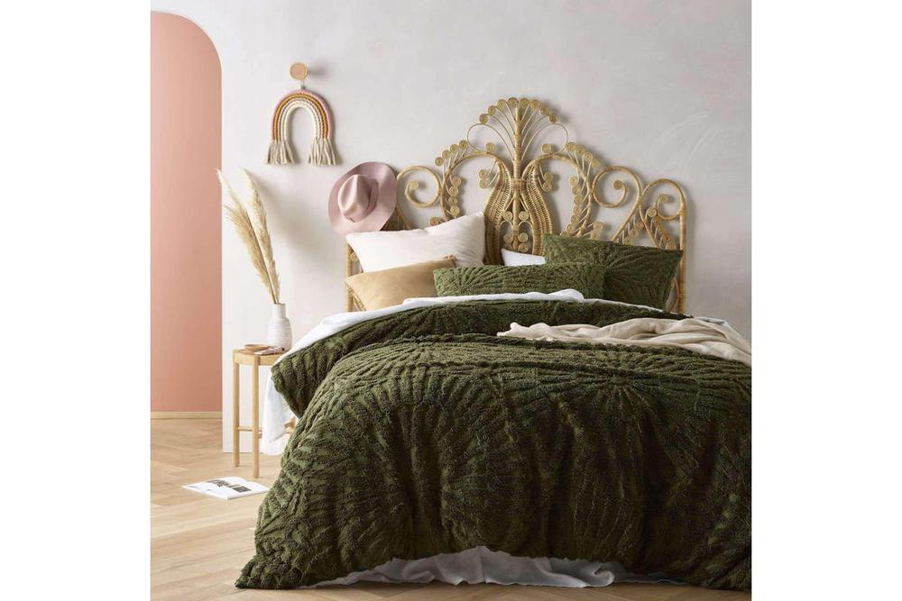 Vintage Design Homeware Carmen Cotton Quilt Cover Set (Olive) Double