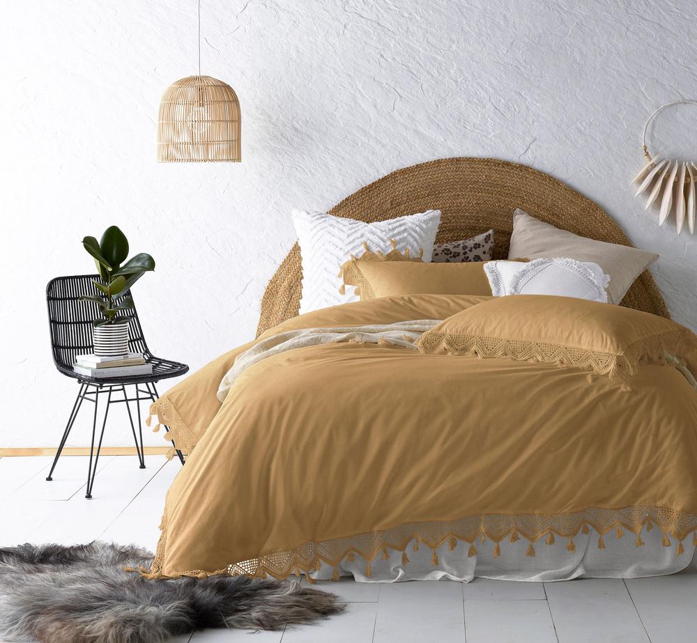 Vintage Design Homeware Gypsy Tassel Washed Cotton Quilt Cover Set