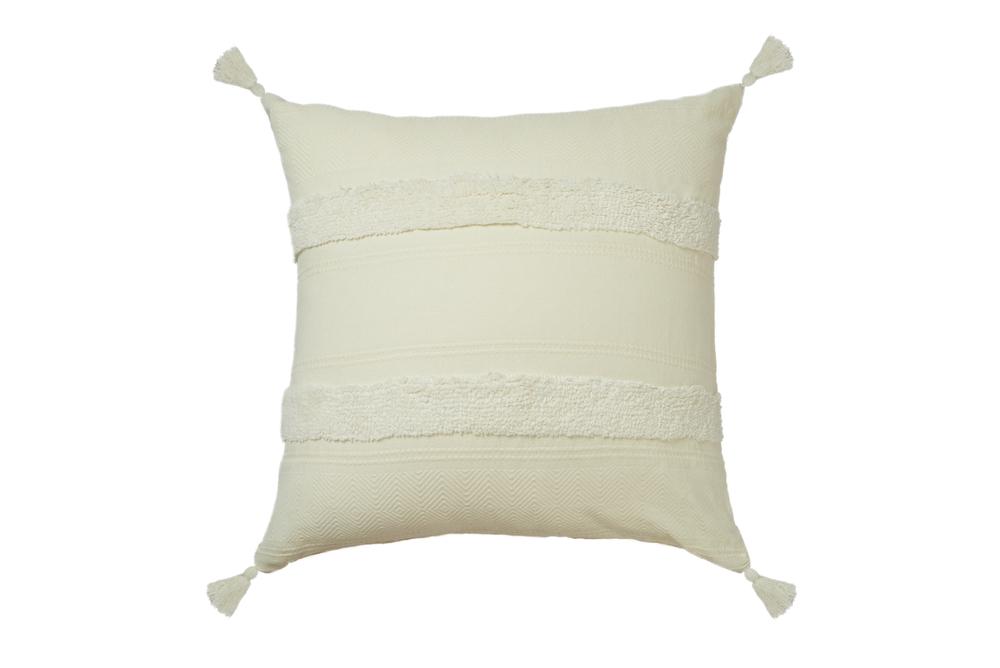 Accessorize Bedroom Collection Indra Tassel European Cushion (White) - 65 x 65cm, 9330275087071