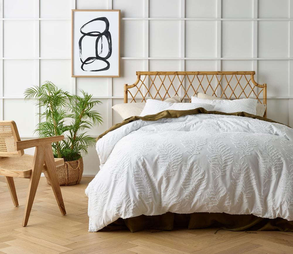 Vintage Design Homewares Lucas Chenille Cotton Quilt Cover Set (White) King Buy online at