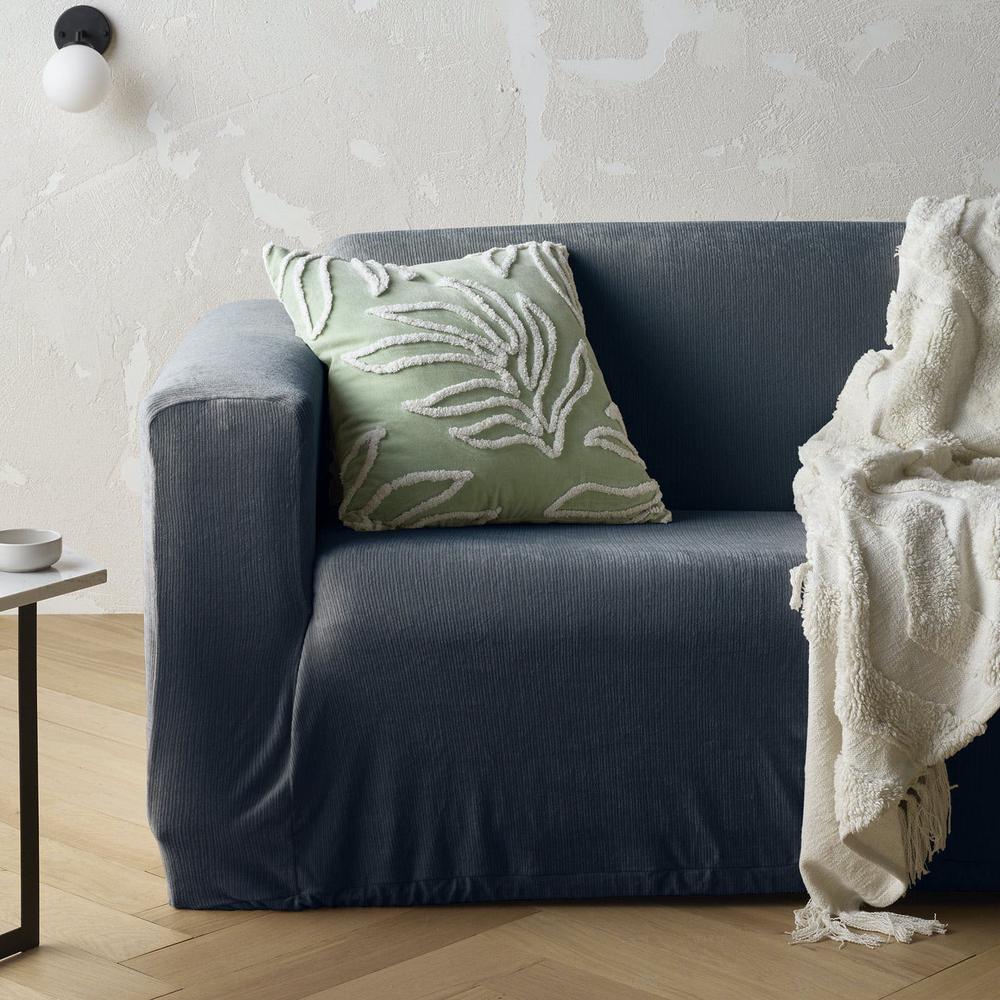 Asher 3-Seater Stretch Sofa Cover with Square Arms (Grey), 9330275088849
