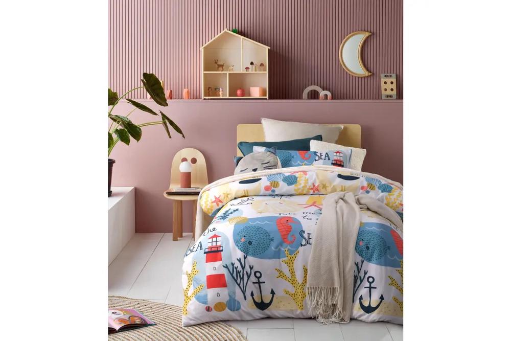 Happy Kids Glow in the Dark Quilt Cover Set (Seaside) - Single, 9330275094093