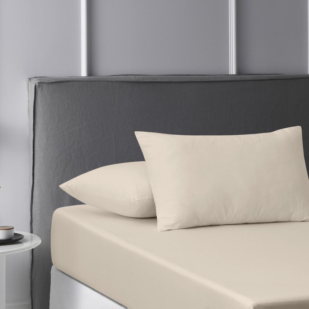 Accessorize Bedroom Collection Washed Cotton Fitted Sheet Set (Stone) - King, 9330275094772