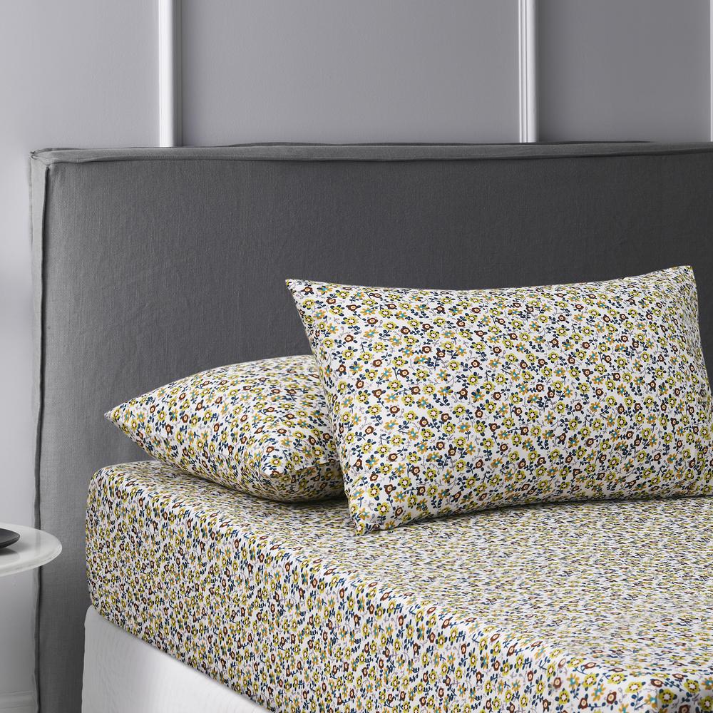 Accessorize Bedroom Collection Washed Cotton Fitted Sheet Set (Lisa Teal) - King, 9330275095502