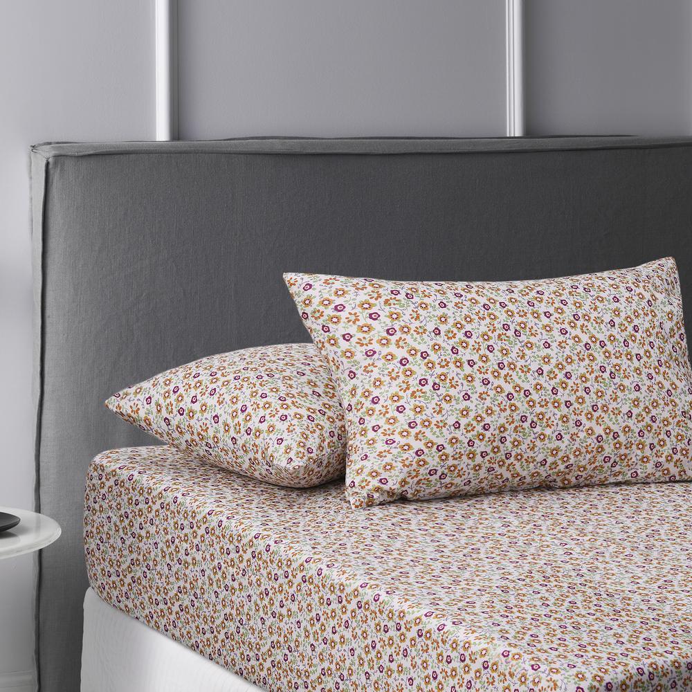 Washed Cotton Fitted Sheet Set (Lisa Green), 9330275095564