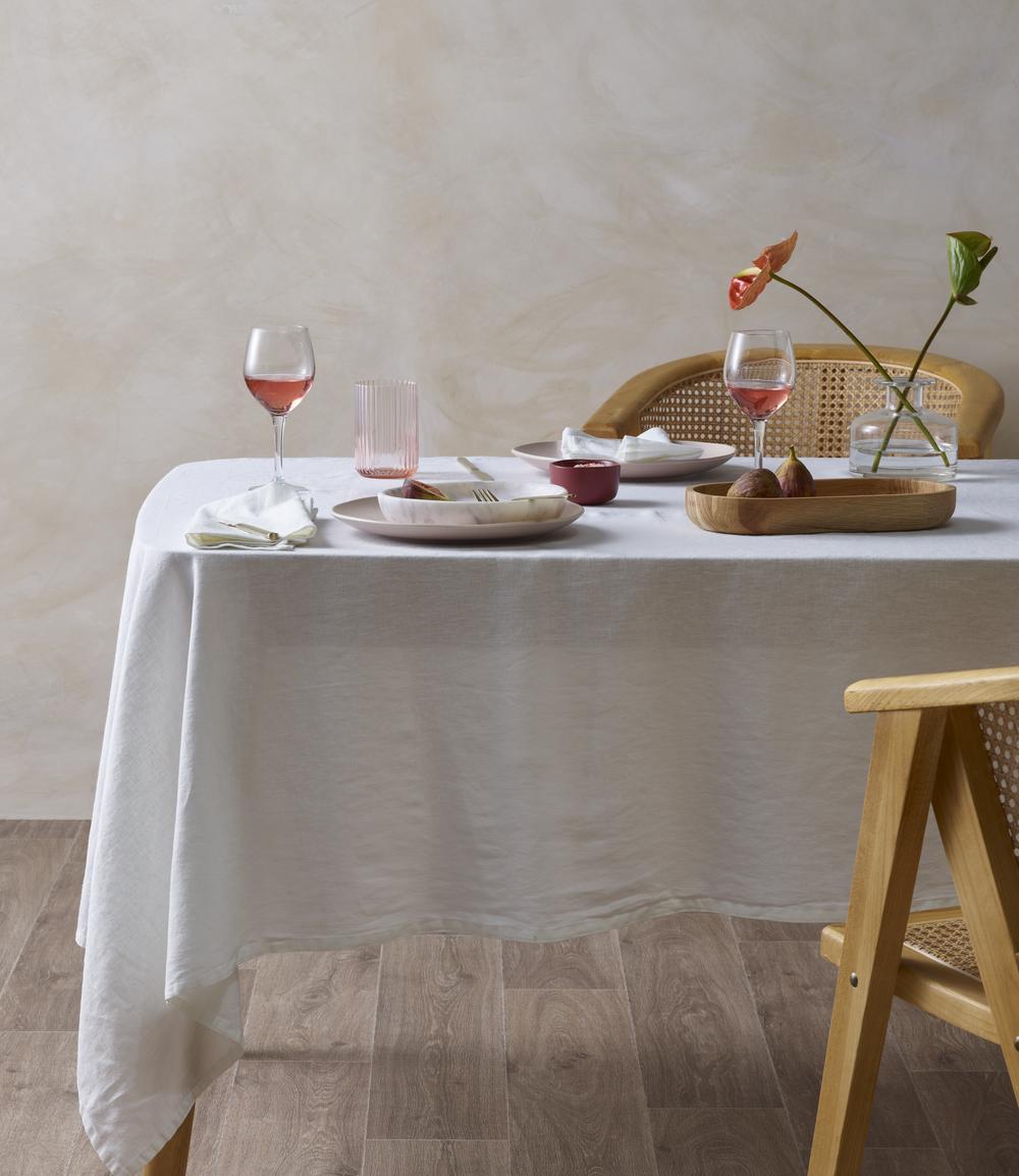 Vintage Design Homeware French Linen Tablecloth (White) - 150cmx230cm, 9330275097629