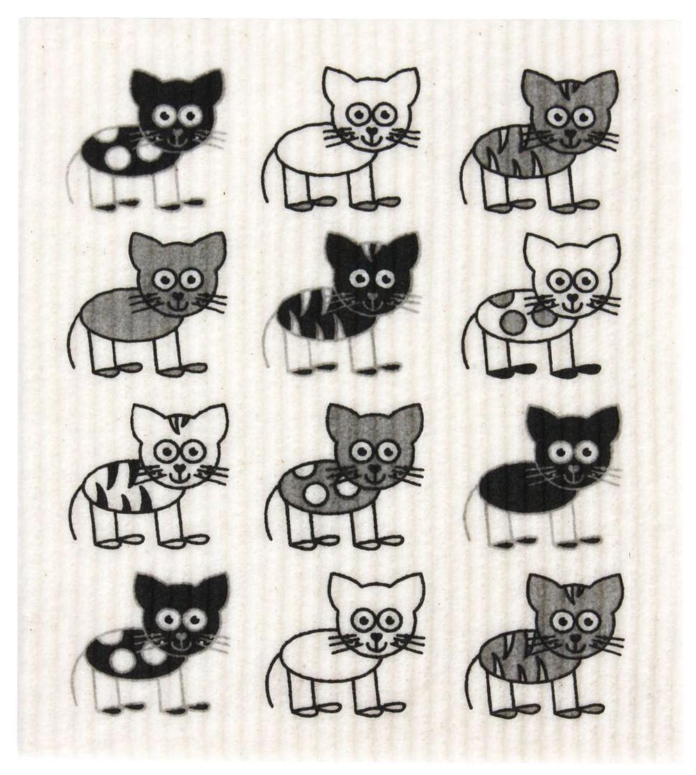 Retro Kitchen Swedish Dishcloth (Cats), 9330768006589