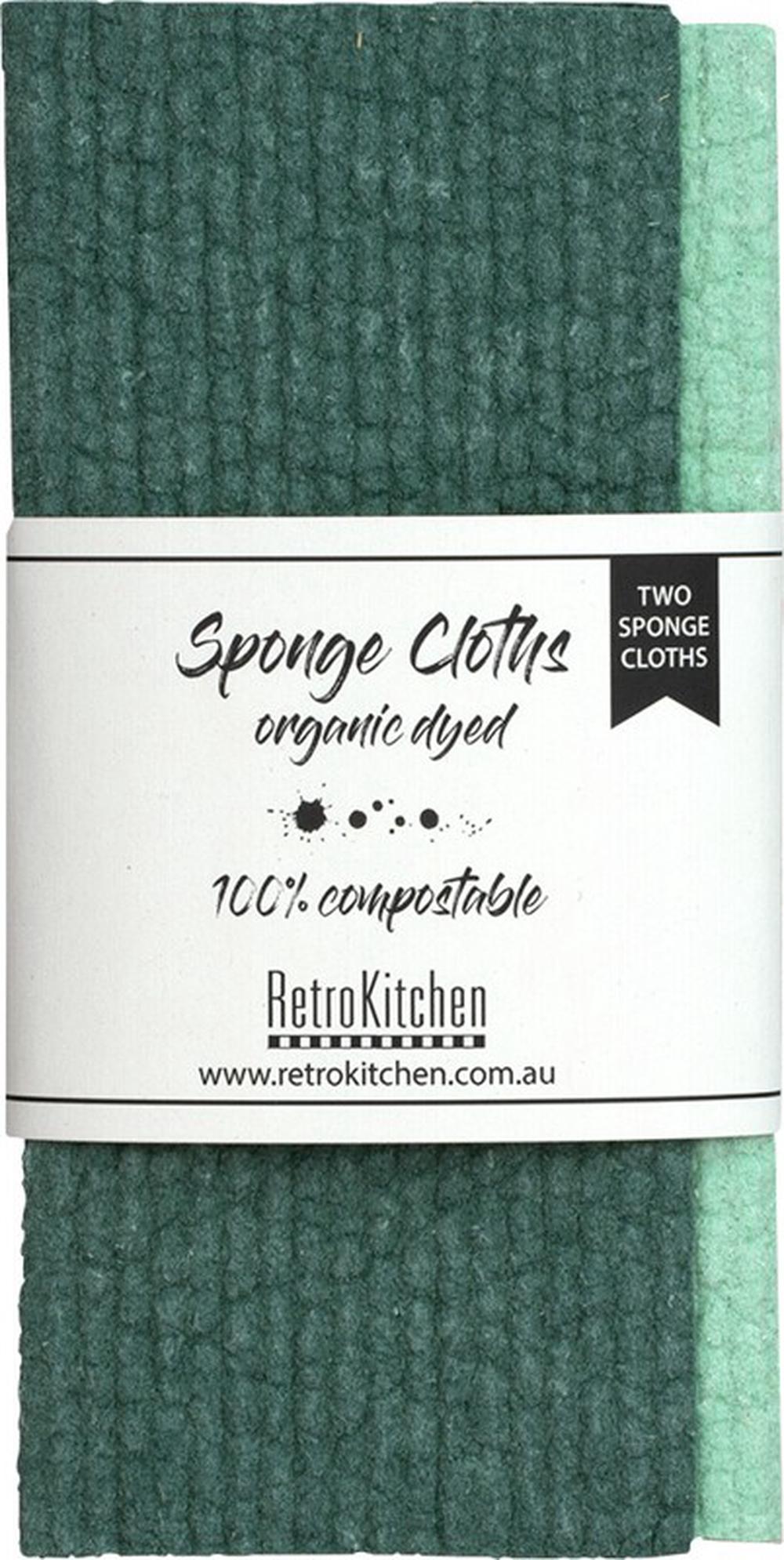 Retrokitchen Organic Dyed Dishcloth, 2 Piece (Forest), 9330768007838
