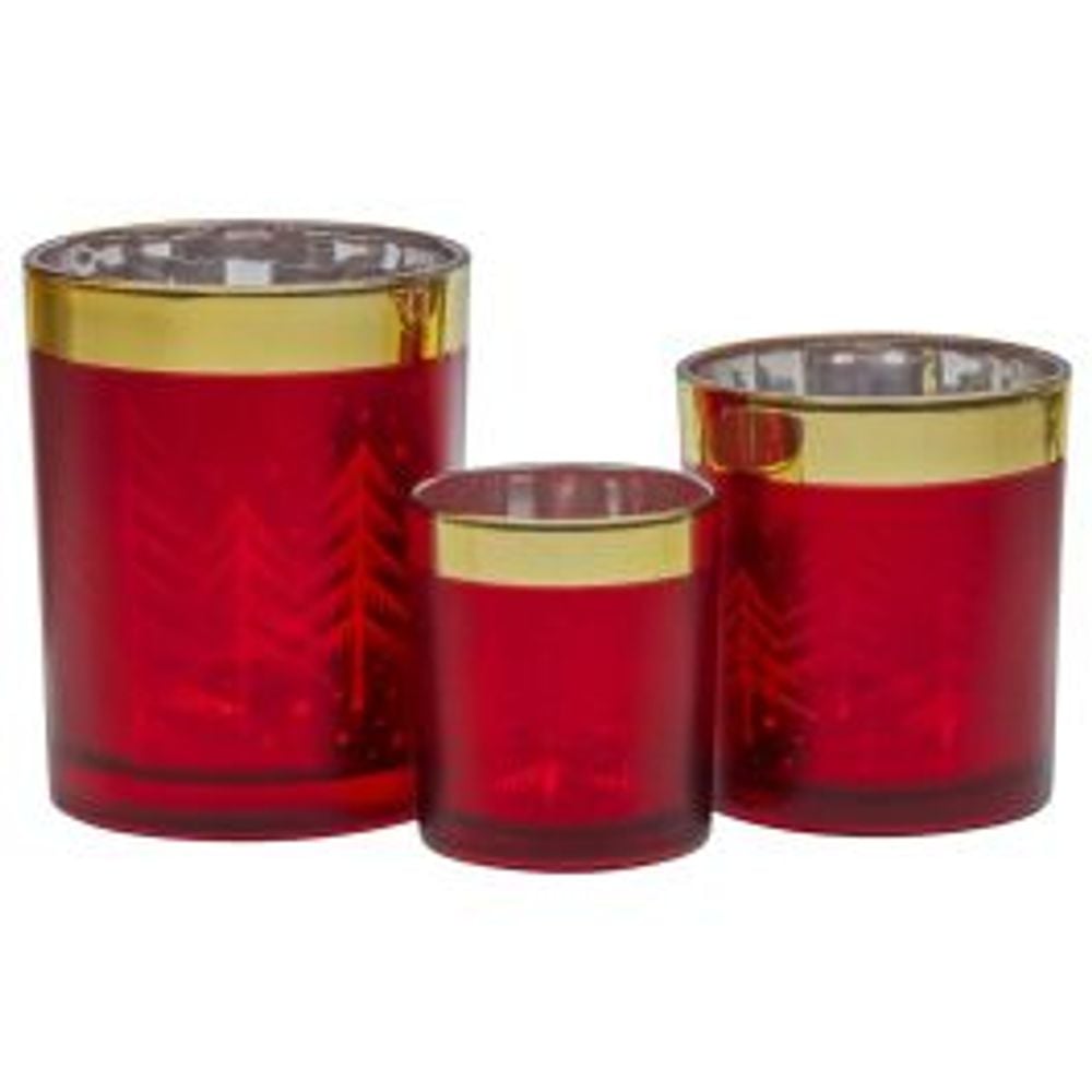 Christabelle Christmas Candle Jar Red and Gold Holiday Candle Holders, Set of 3 by Christabelle - ISBN: 9332391042903