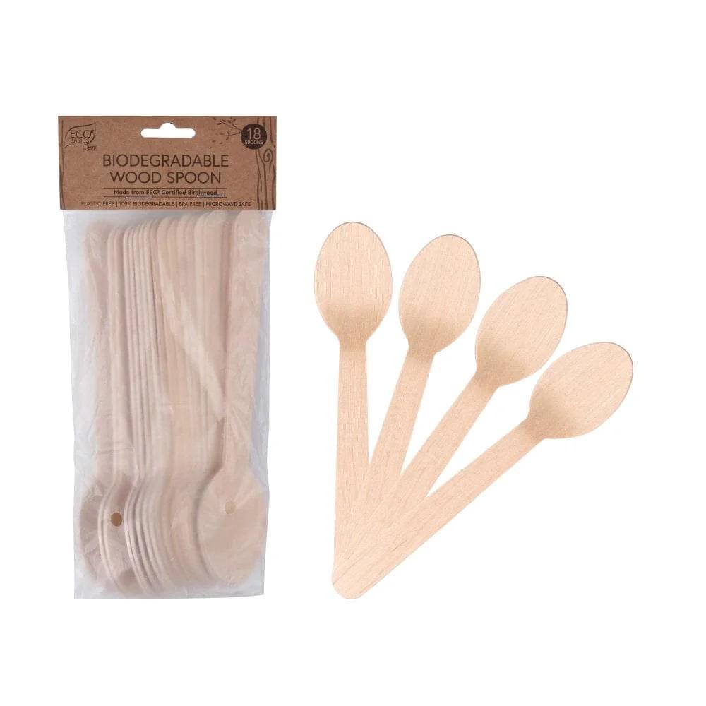 Biodegradable Wood Spoon, 18pcs, 9333544008111