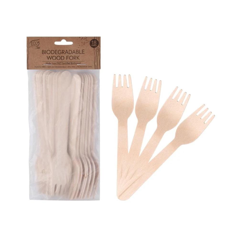 Biodegradable Wood Fork, 18pcs, 9333544008135
