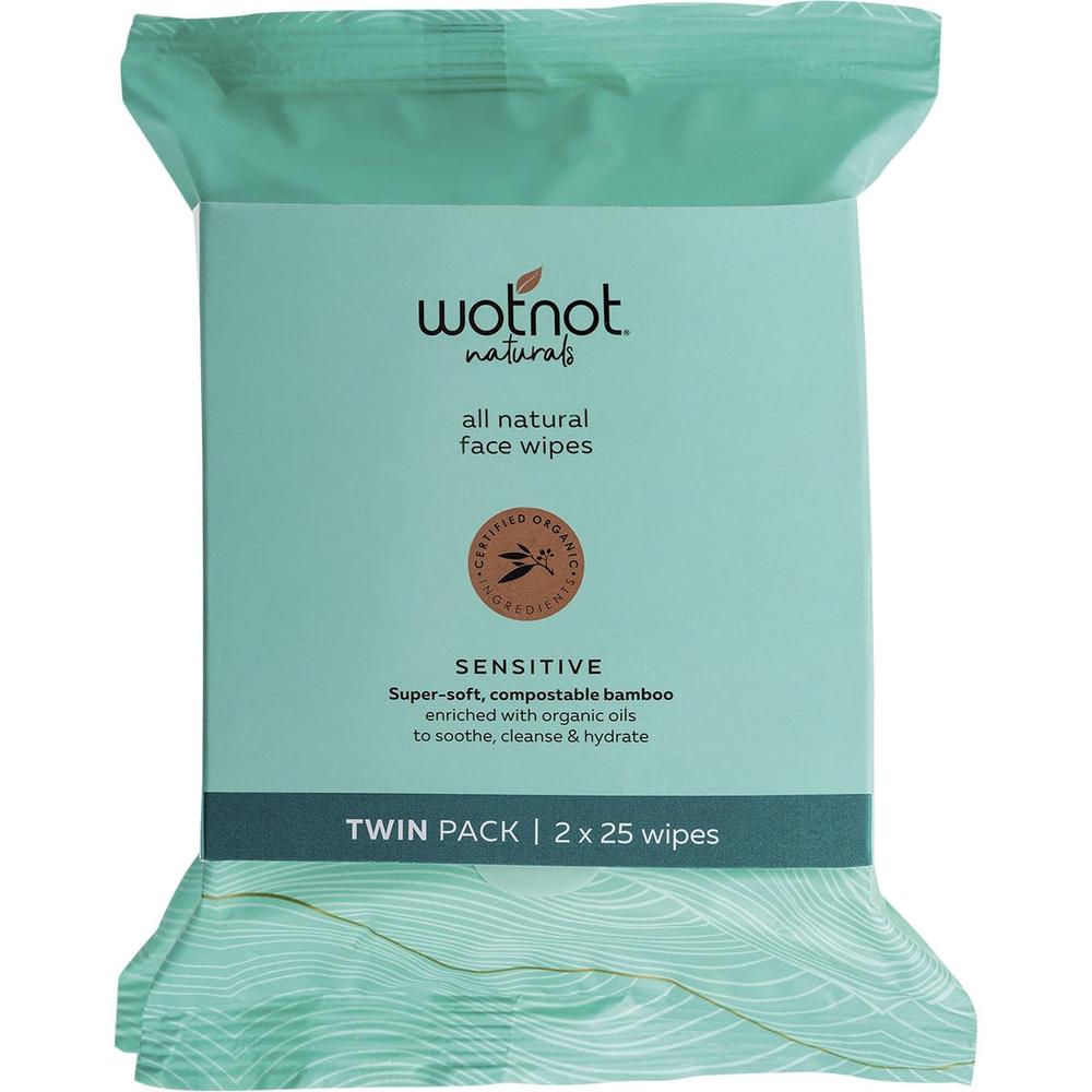 Natural Face Wipes Sensitive Twin Pack, 25s, 9336127000892