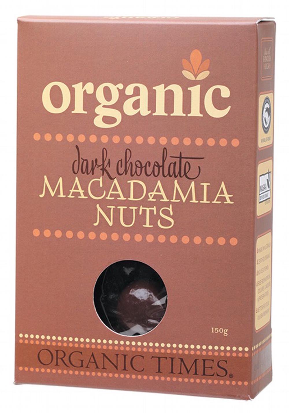 Organic Dark Chocolate (Macadamia Nuts) - 150g, 9338415000324