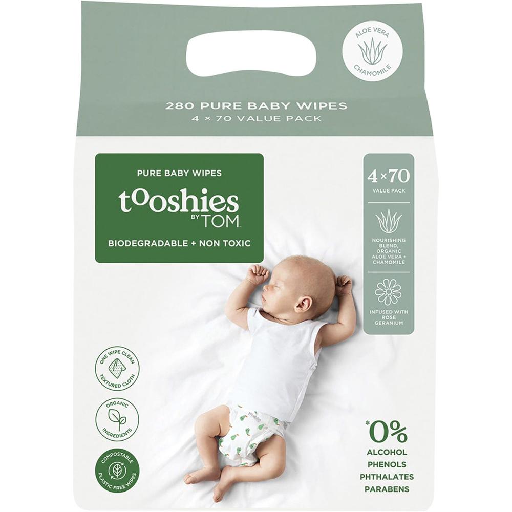 Pure Baby Wipes Value Pack (Aloe Vera & Chamomile) - 4x70, 9338608007284