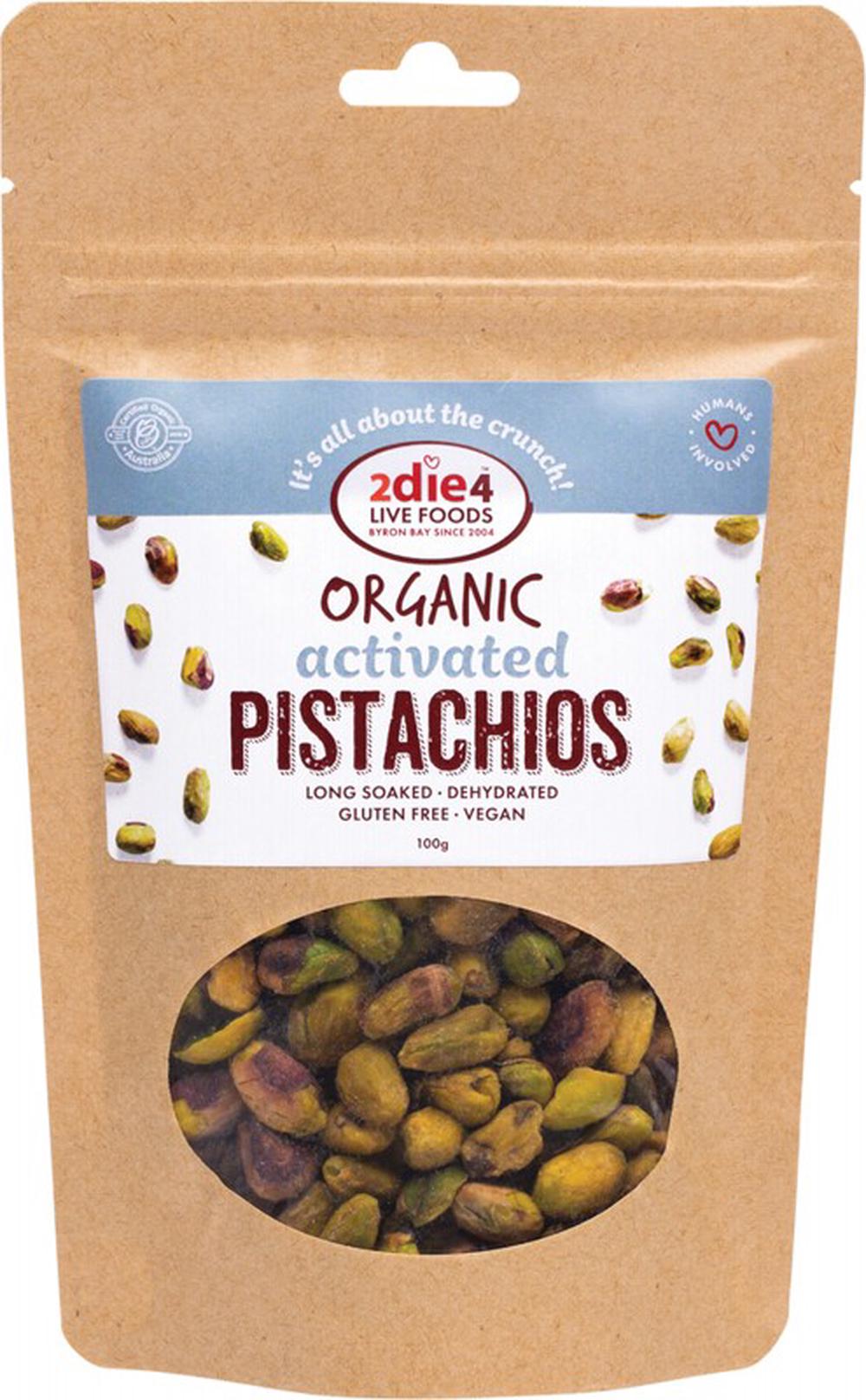 2Die4 Live Foods Organic Activated Pistachios - 100g, 9340755000292