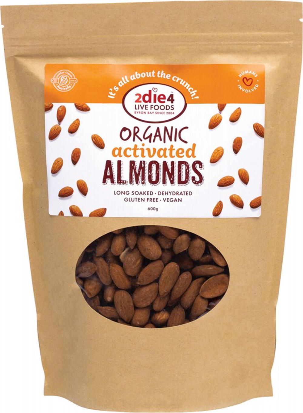 2Die4 Live Foods Organic Activated Nuts (Almonds) - 600g, 9340755000339