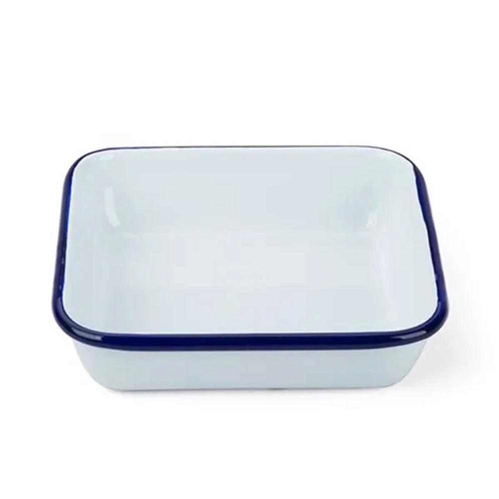 Enamel Square Dish (White/Blue) - 12x12cm, 9341250028958