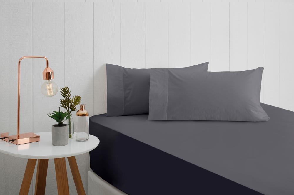 Odyssey 100% Cotton Fitted Sheet (Charcoal) - Double, 9345709059081