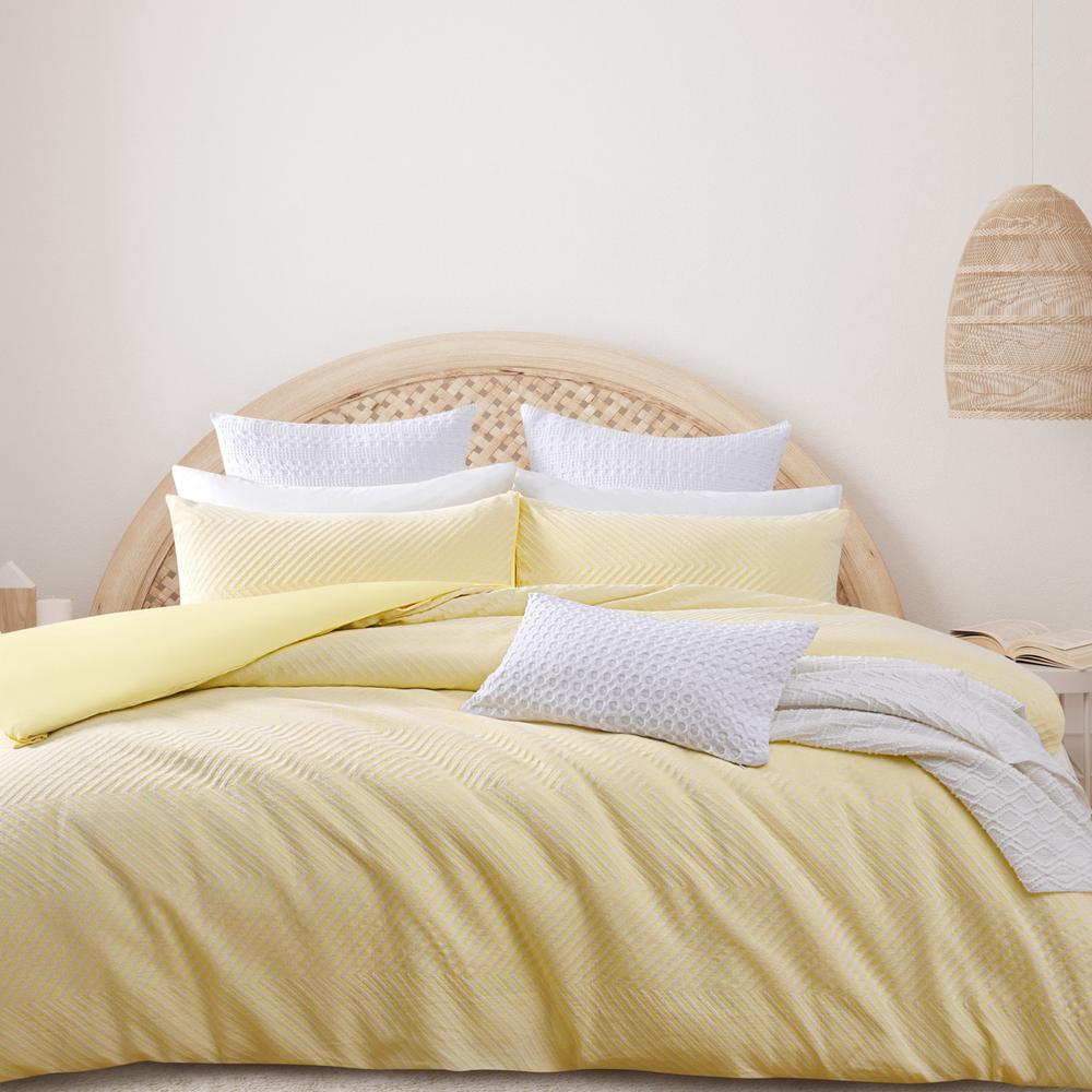 Bas Phillips Airlie Beach Textured Quilt Cover Set (Mellow Yellow) - King, 9345709120538
