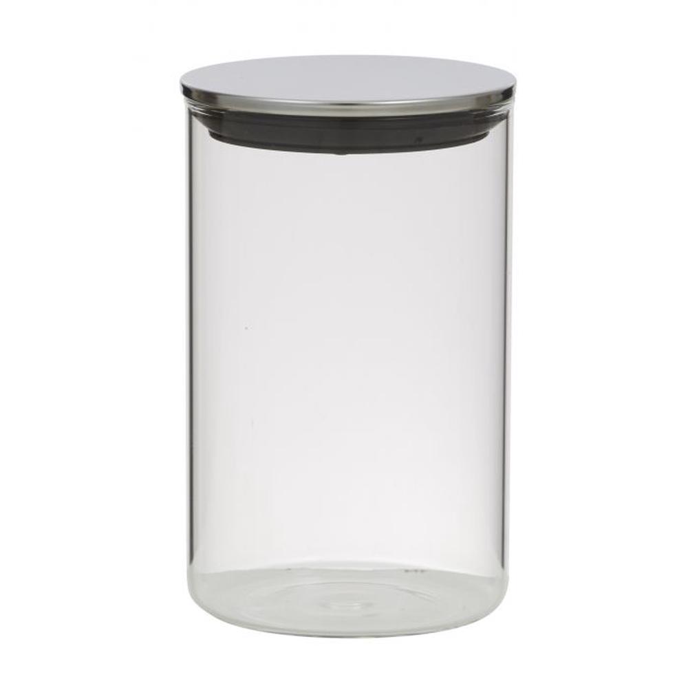 Davis & Waddell Glass Canister with Stainless Steel Lid (Clear