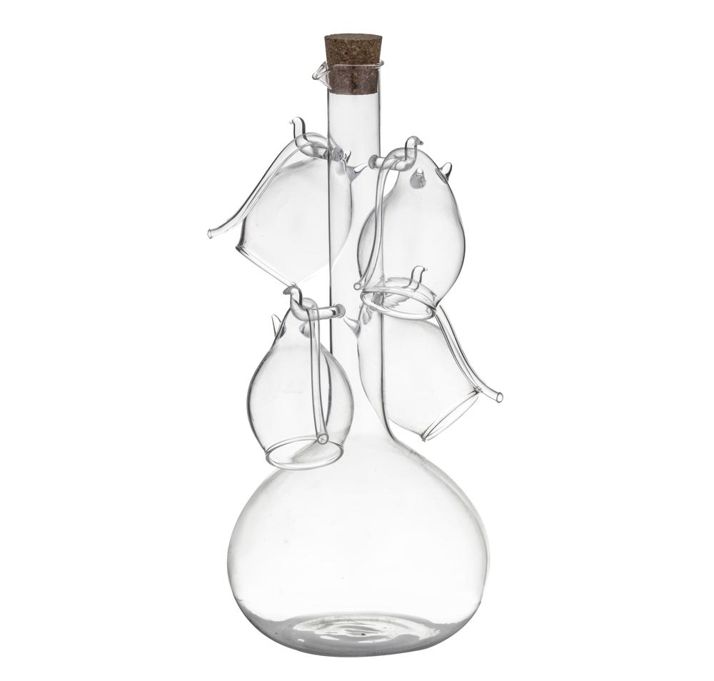 Davis & Waddell Fine Foods Port Flask & Sippers Set, 5 Piece (Clear