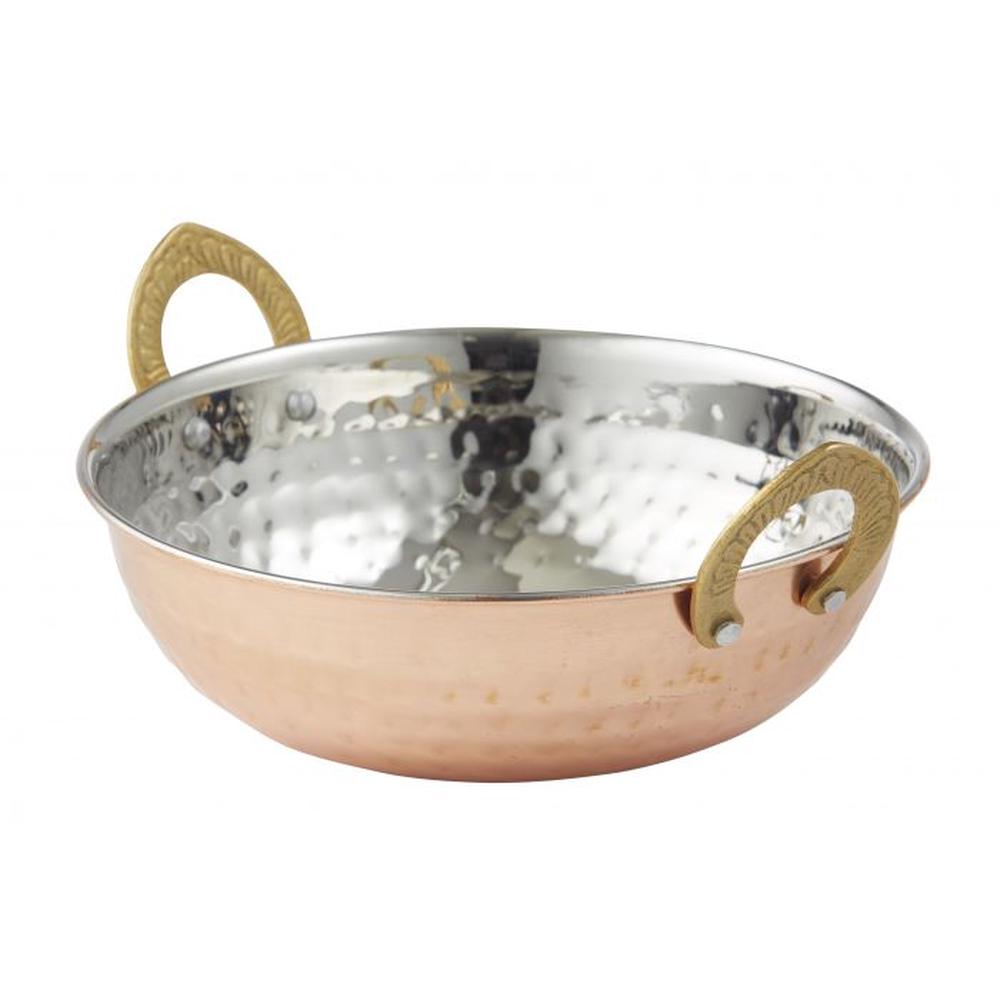 Davis & Waddell Stainless Steel/Copper Balti Dish with Brass Handles ...