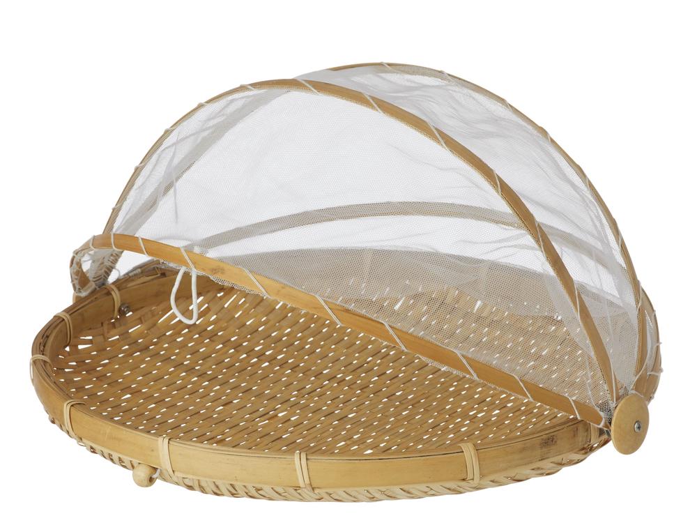 Davis & Waddell Collapsible Mesh Food Cover with Bamboo Tray (Natural ...