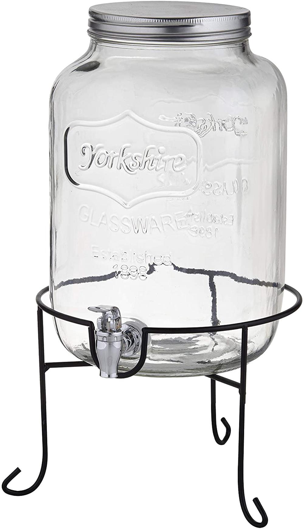 Davis & Waddell Retro Drink Dispenser with Stand (Clear/Silver/Black