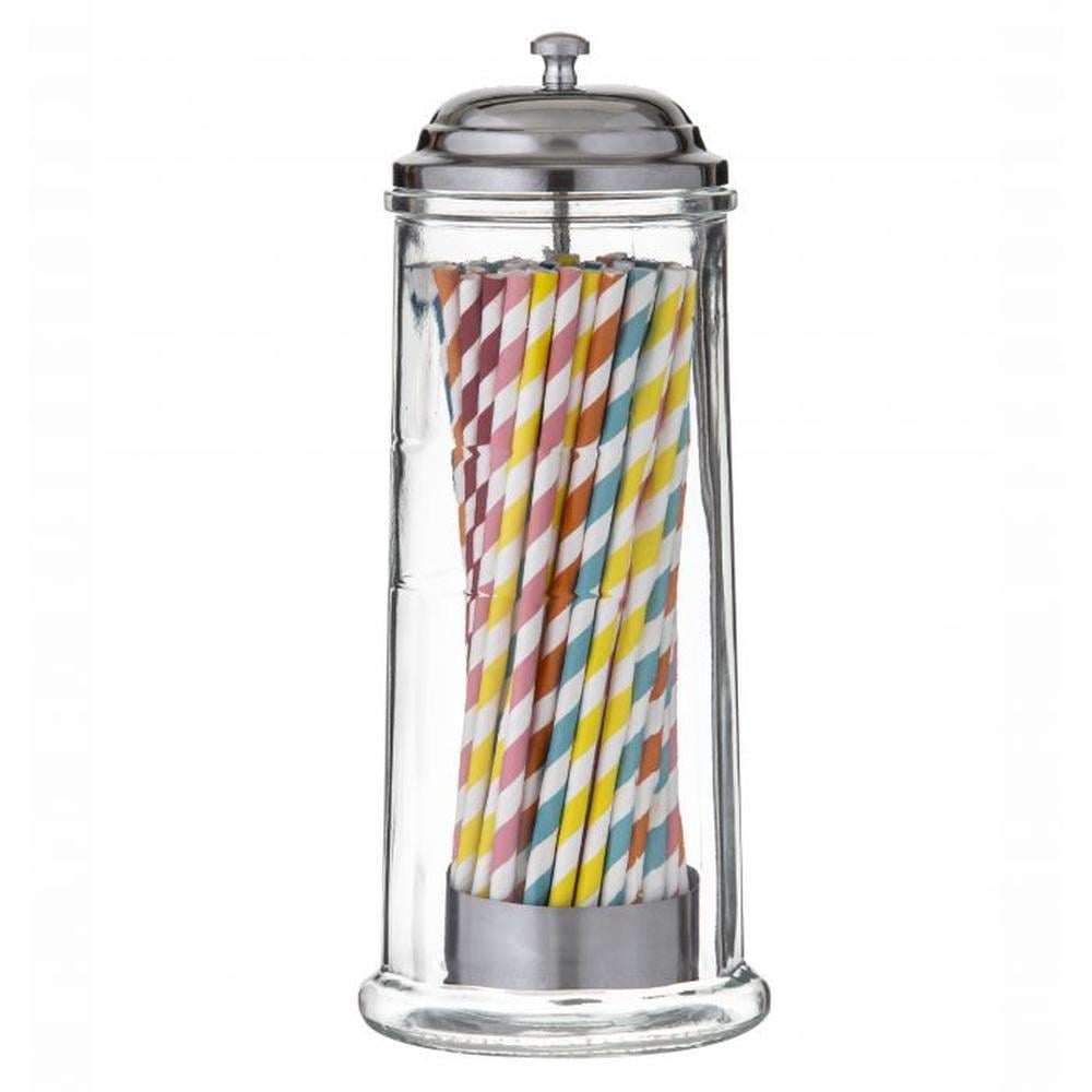 Clear Glass Straw Dispenser (Includes 60 Straws)
