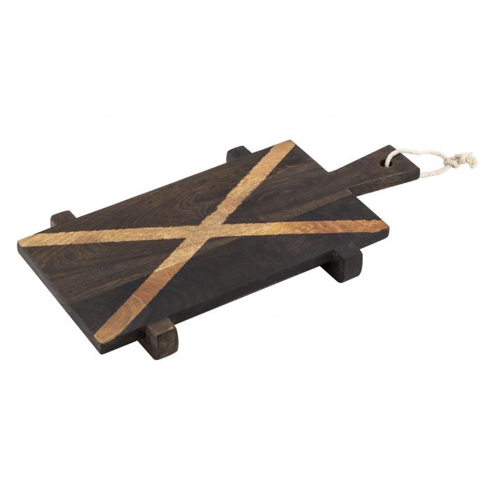 Voyage Rectangular Board with Feet (Natural/Black/Tan) - 48x25x4cm, 9345869241609