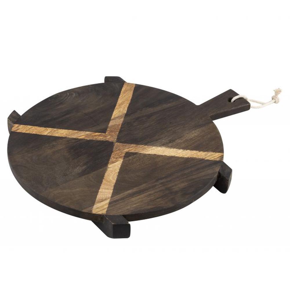 Voyage Round Board with Feet (Natural/Black/Tan) - 40x40x4cm, 9345869241616