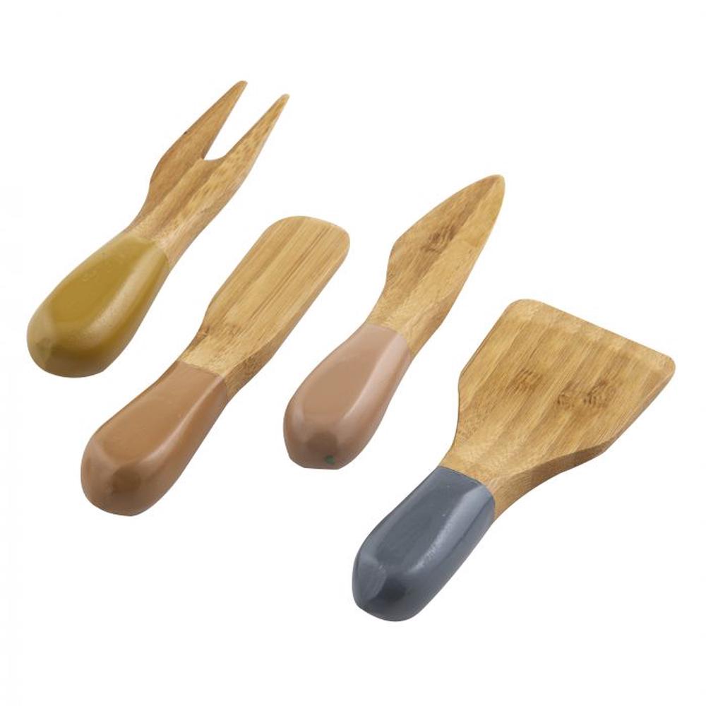Amalfi Homestead Bamboo Cheese Knife, Set of 4 (Skin/Mustard/Stone/Grey) Buy online at The Nile