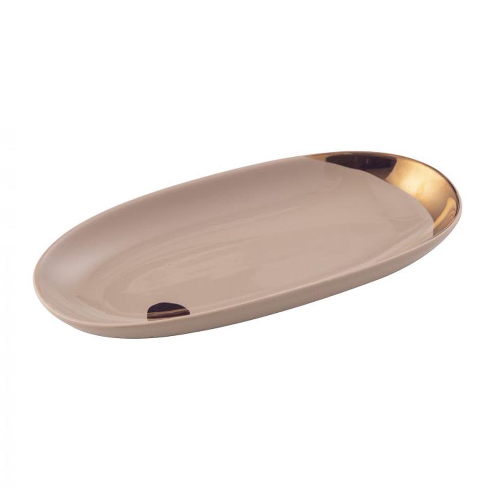 Opaline Oval Serving Platter (Pink/Gold) - 31x15.5x4cm, 9345869265339
