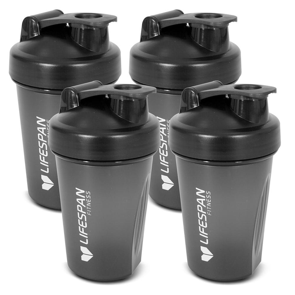 Lifespan Fitness Shaker Bottle, Pack of 4 (Black) - 500mL by Lifespan Fitness - ISBN: 9347166065018
