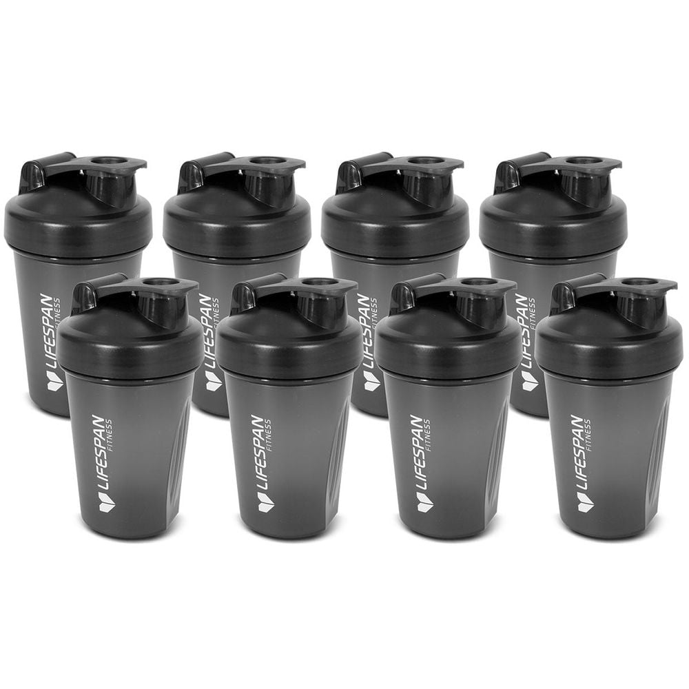 Lifespan Fitness Shaker Bottle, Pack of 8 (Black) - 500mL by Lifespan Fitness - ISBN: 9347166065032