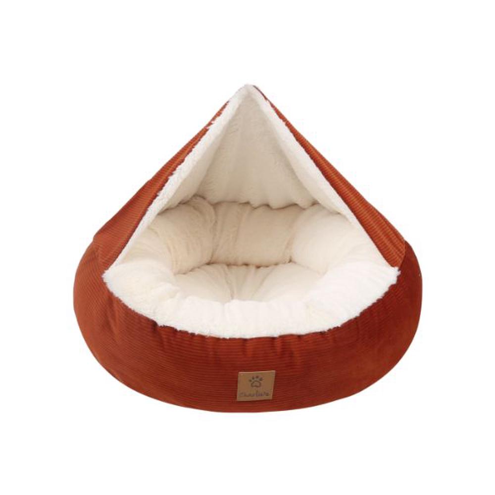 Hooded Corduroy Snookie Pet Nest (Terracotta), 9347563005877