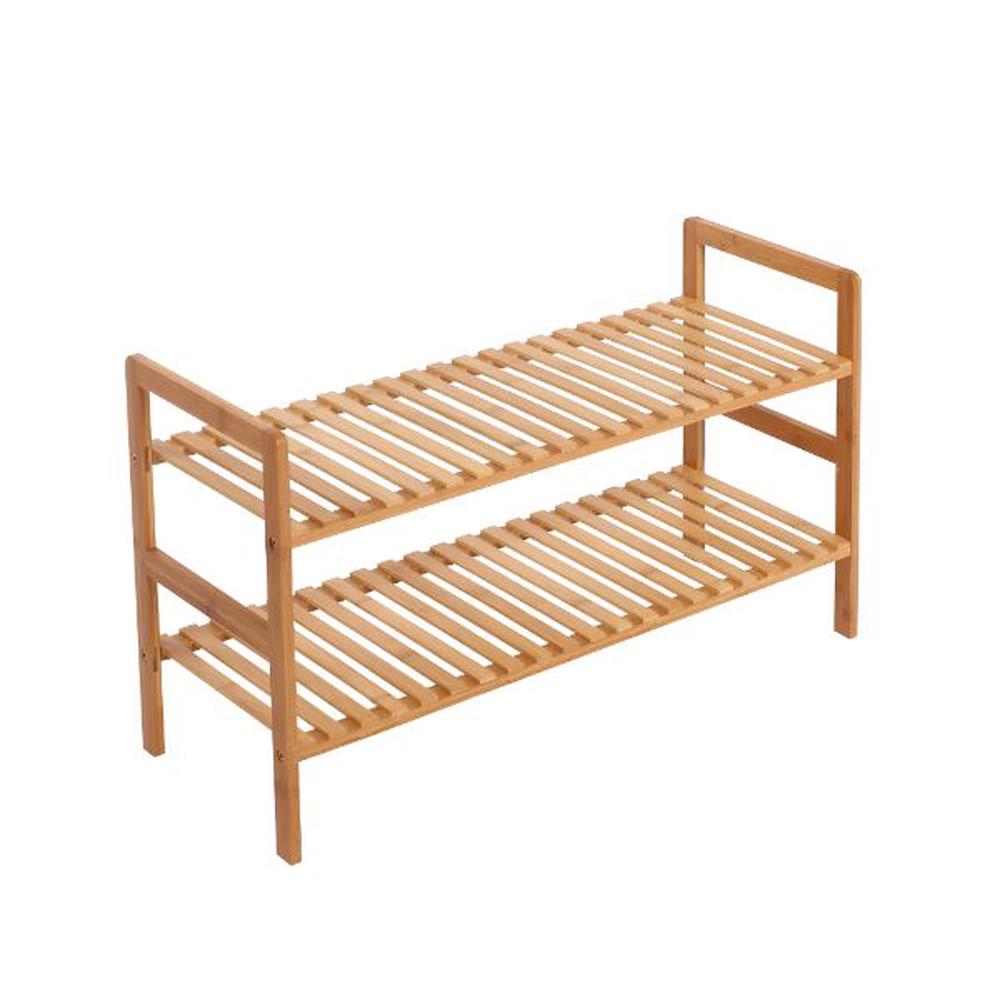 Sherwood Home 2-Tier Essential Natural Bamboo Shoes Rack (Light Brown), 9347563006973
