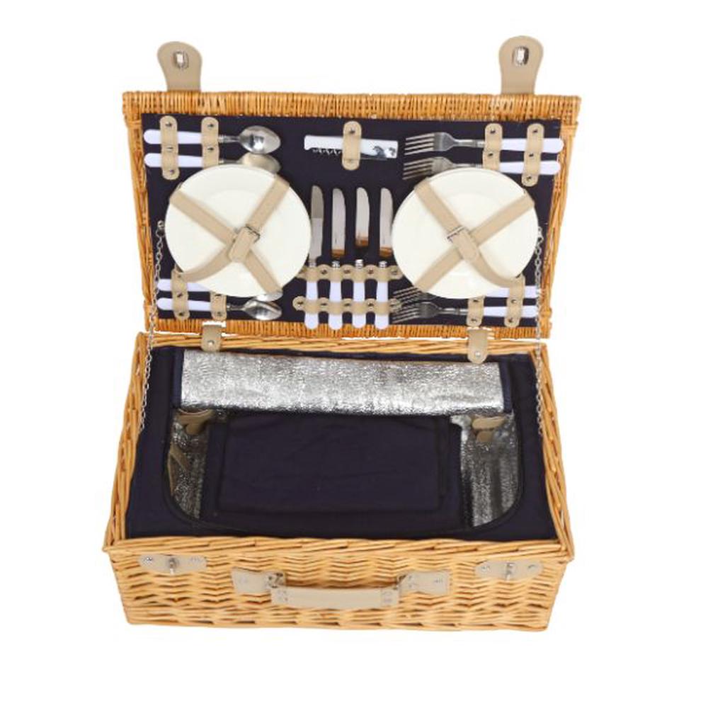 Sherwood Home Ascot Natural Deluxe Wicker Picnic Basket, 4 Set Buy