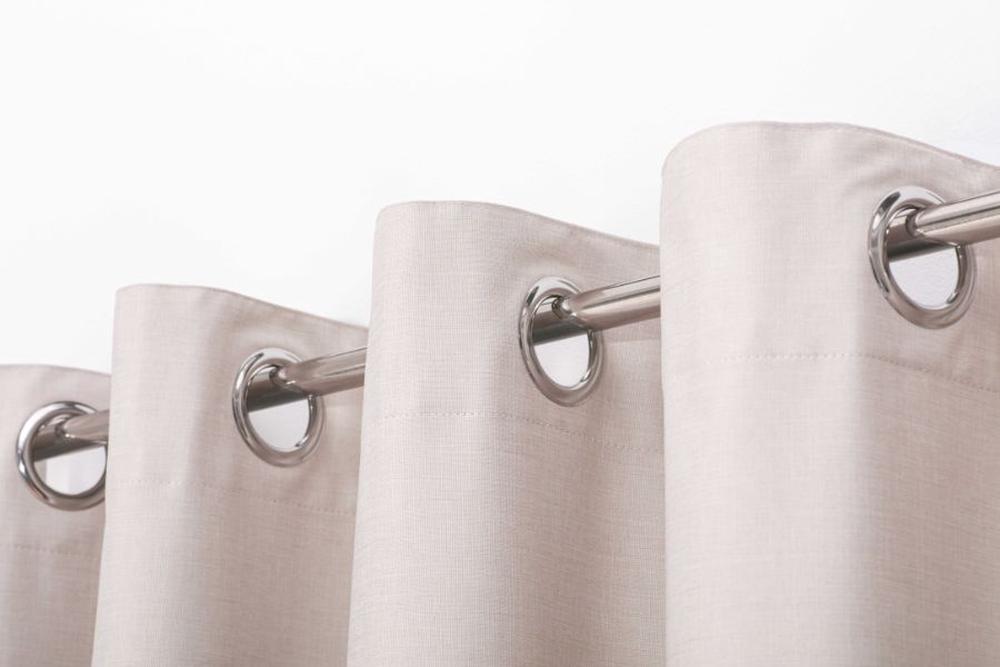 Sherwood Home Faux Linen 100% Blockout Eyelet Curtains, 2 Pack (Porcelain) - 135x223cm, 9347563008007