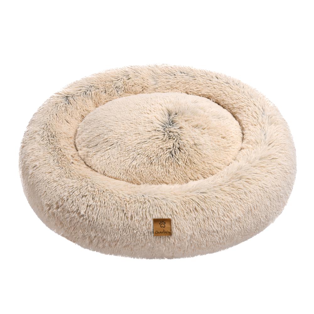 Charlie's Pet Faux Fur Fluffy Calming Pet Bed (Cream) - Large, 9347563008274
