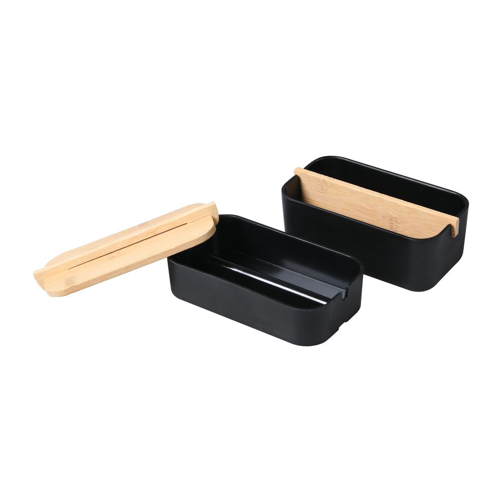 Bamboo Double Layer Jewellery Box (Black), 9347563008731