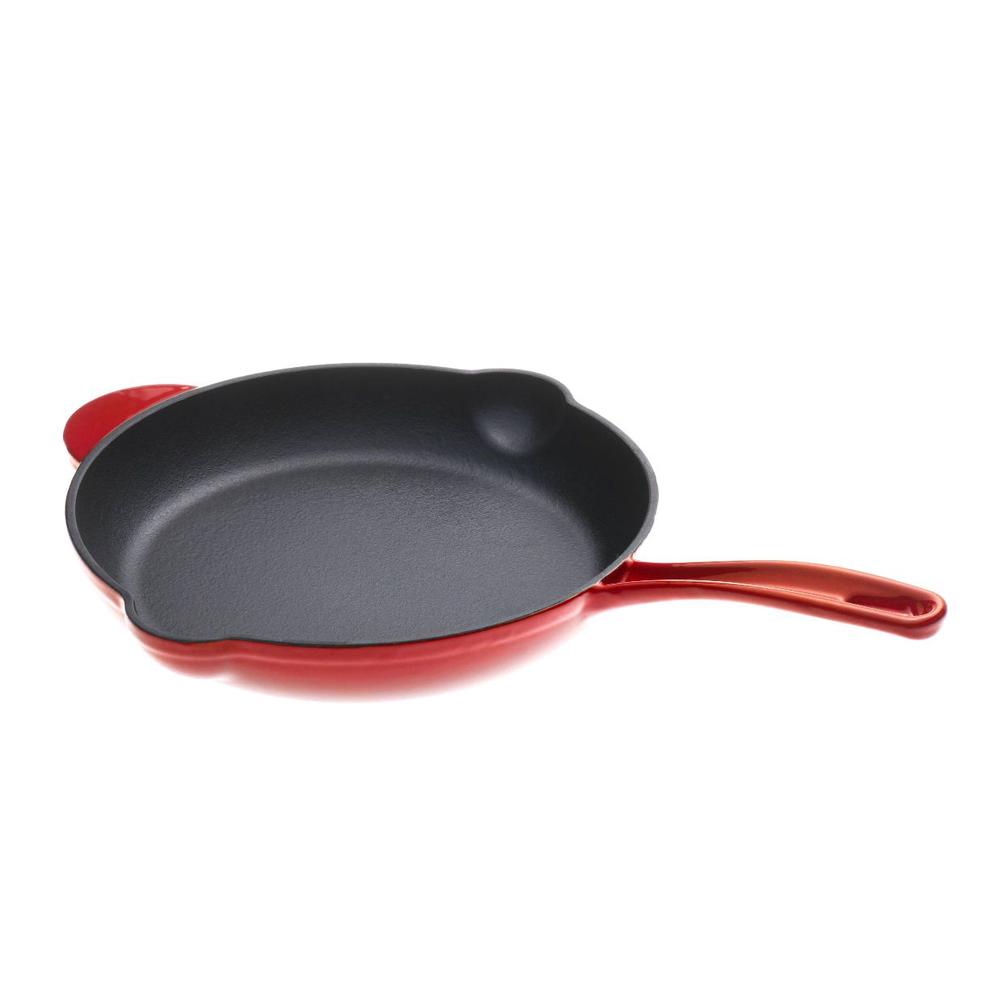 Gourmet Kitchen Cast Iron Fry Pan (Black Cherry Red) - 26cm, 9347563009417