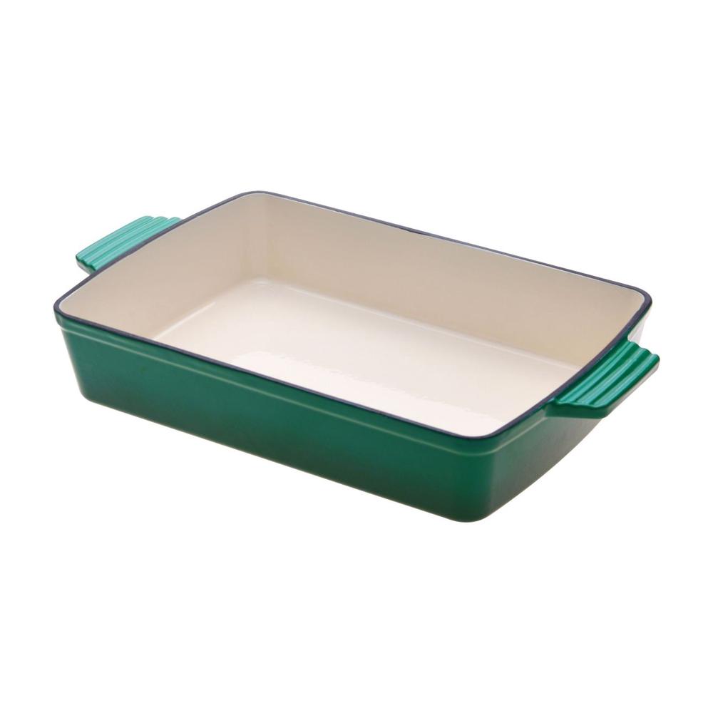 Gourmet Kitchen Cast Iron Rectangular Baking Pan (Eden Green) - 33cm, 9347563009462