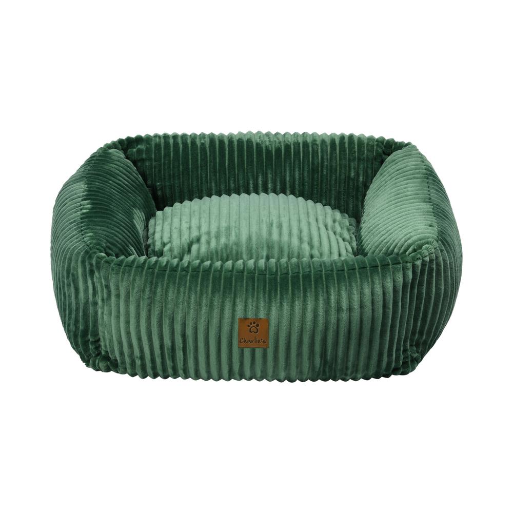 Charlie's Pet Ascher Plush Corduory Square Pet Nest (Eden Green) - Medium, 9347563011090