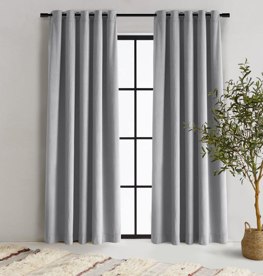 Byron Matte Velvet Curtains, Twin Pack (Silver), 9347563011465