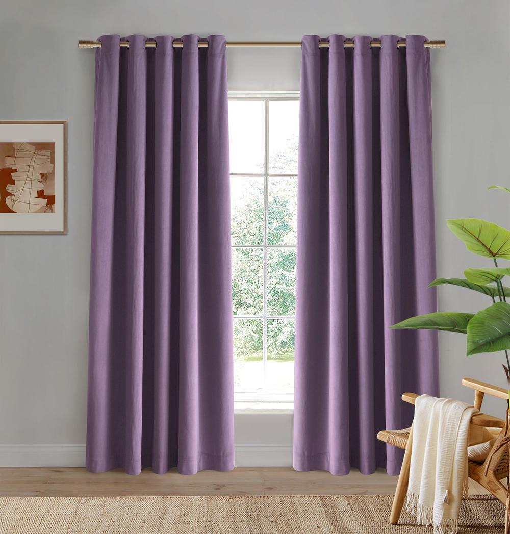 Byron Matte Velvet Curtains, Twin Pack (Lilac), 9347563011502