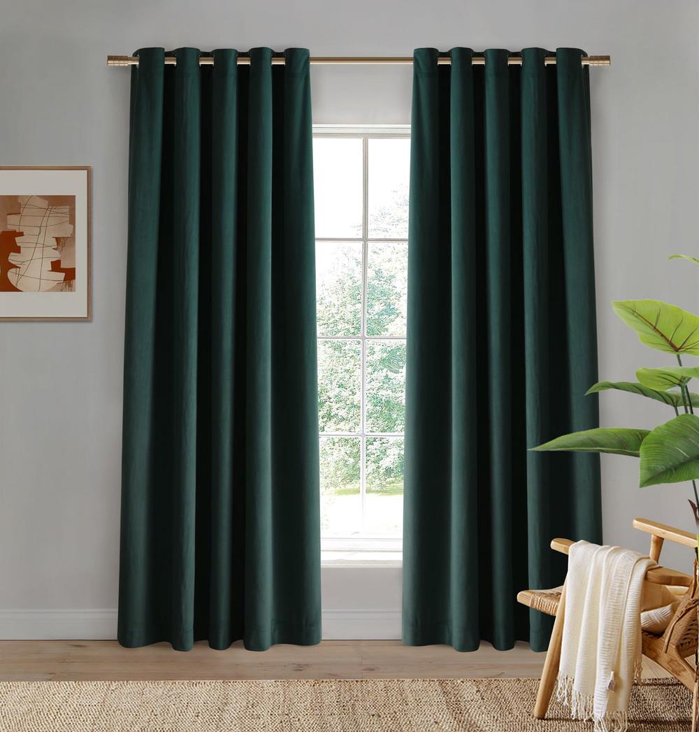Byron Matte Velvet Curtains, Twin Pack (Hunter Green), 9347563011533
